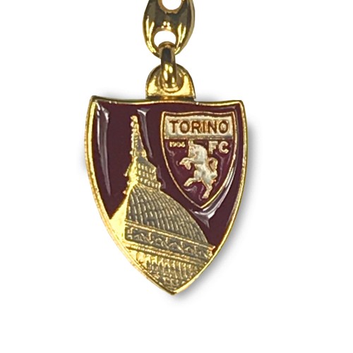 KEYCHAIN en MÉTAL doré ÉMAIL TORINO FOOTBALL club FC et de la carte postale de TURIN EST