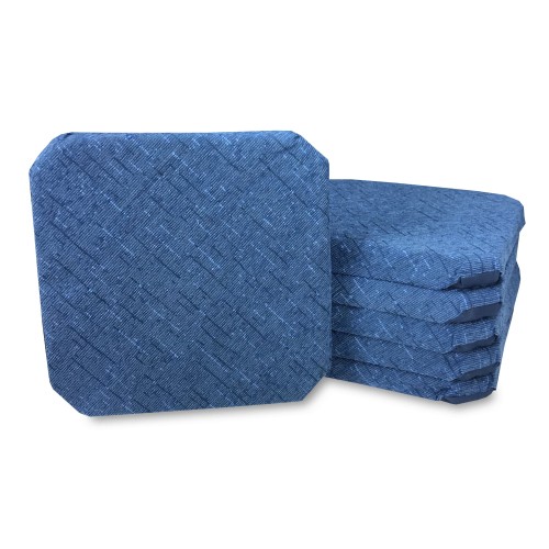 STUHLHUSSE MIT EINFARBIGEN FLÜGELN AUS BLAUEM CHENILLE-STOFF