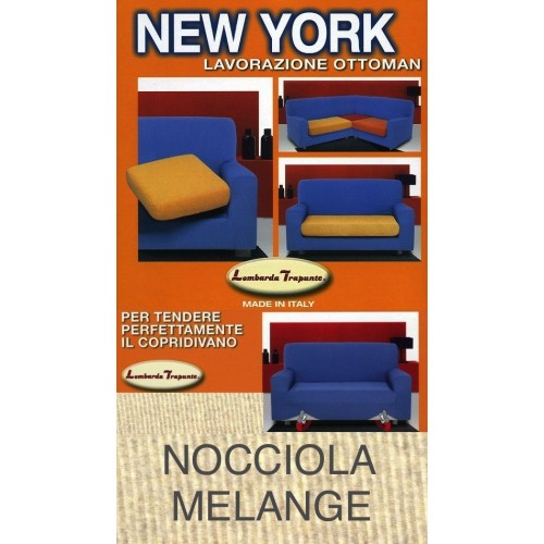 Copridivano Nocciola Melange Elasticizzato New York, Antigraffio, per Divani con Braccioli, Telo Universale, Made in Italy