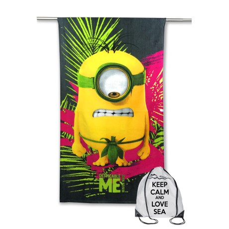 SERVIETTE de plage TERRY MINION DESPICABLE ME cm. 70x140, sac à dos de Plage de GARDER son CALME