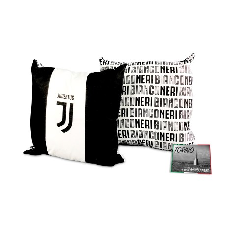 CUSCINO ARREDO JUVE UFFICIALE JUVENTUS Cm. 40x40 WHITE e cartolina TORINO È