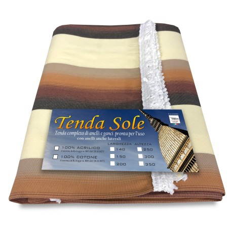 TENDA SOLE DA ESTERNO GIARDINO BALCONE MESSICO MARRONE confezionata  LARGA 2 METRI