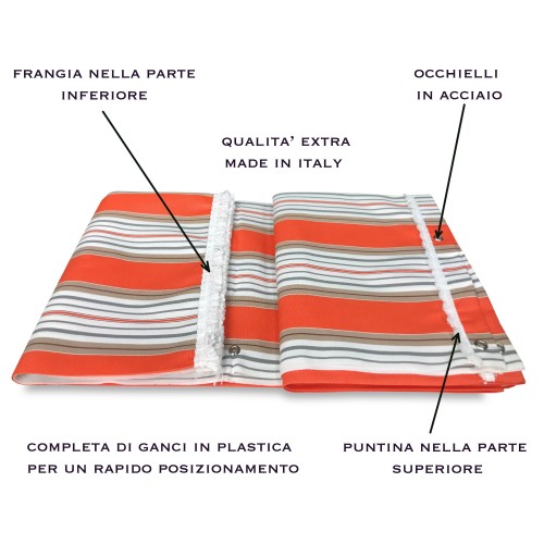 TENDA Sole da ESTERNO Giardino BALCONE Righino ARANCIO Confezionata