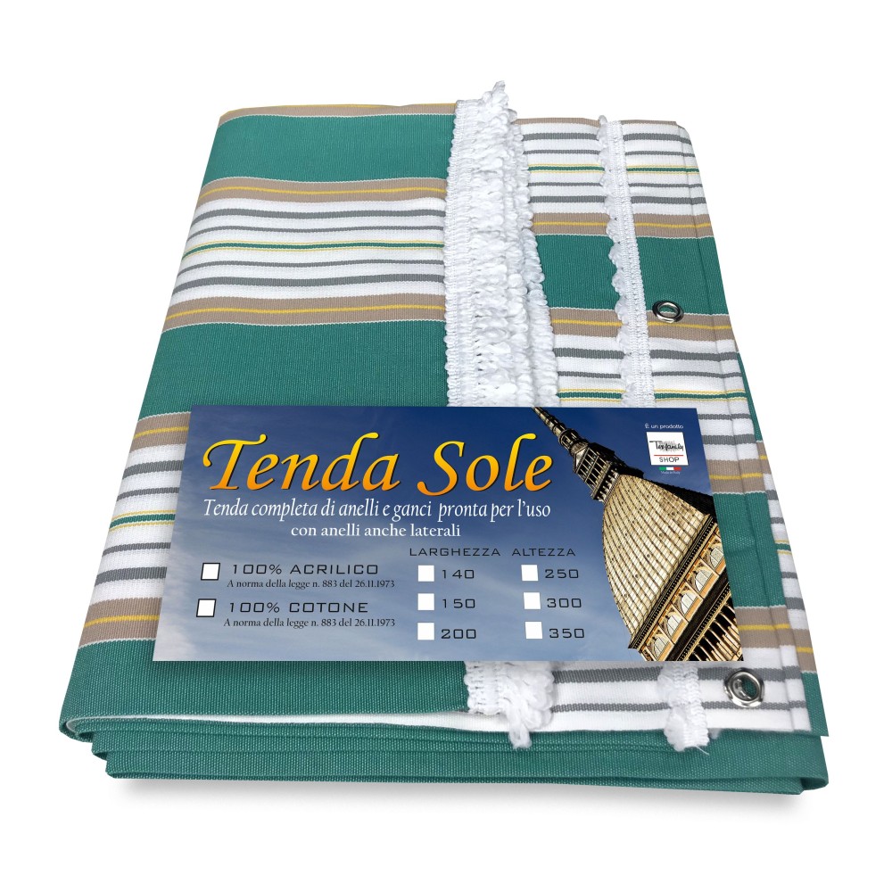 TENDA SOLE DA ESTERNO GIARDINO BALCONE RIGHINO VERDE CONFEZIONATA TENDA SOLE DA ESTERNO GIARDINO BALCONE RIGHINO VERDE CONFEZIONATA