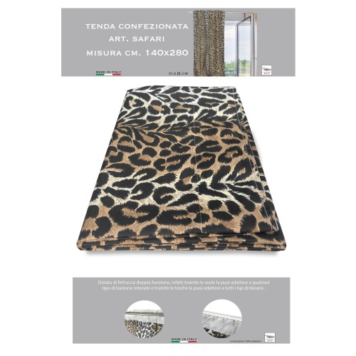 TENDA SAFARI MACULATA CM. 140X280 LEOPARDATA MADE IN ITALY