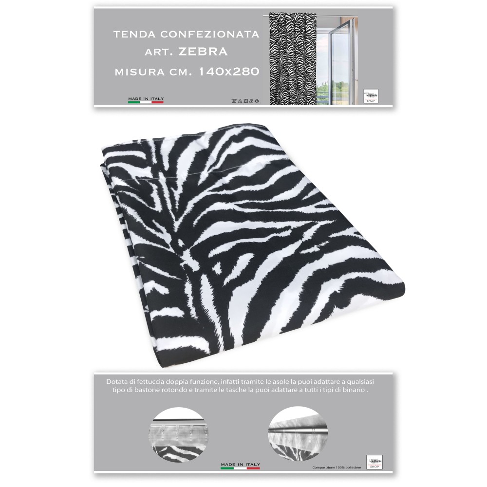 ZEBRA ZEBRA VORHANG WEISS SCHWARZ CM. 140X280 HERGESTELLT IN ITALIEN