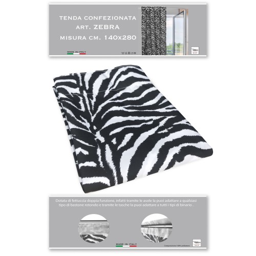 CORTINA CEBRA BLANCO NEGRO CM. 140X280 HECHO EN ITALIA