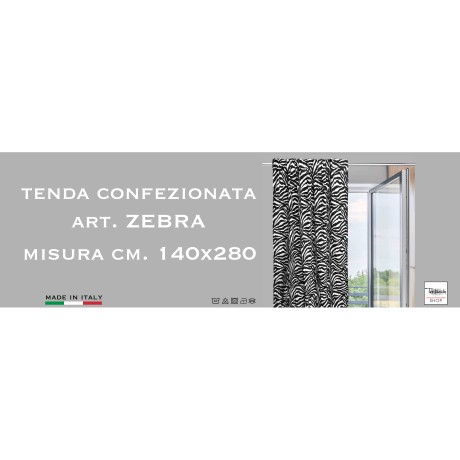 CORTINA CEBRA BLANCO NEGRO CM. 140X280 HECHO EN ITALIA