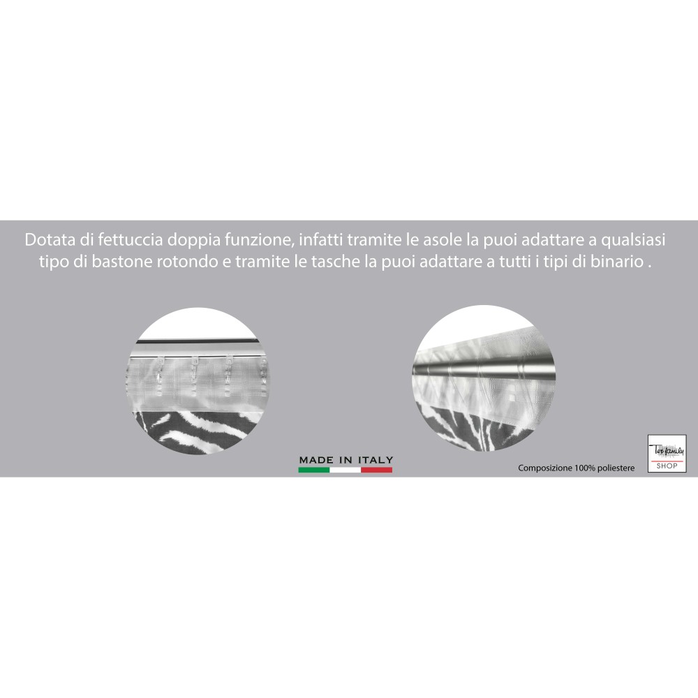 ZEBRA ZEBRA CURTAIN WHITE BLACK CM. 140X280 MADE IN ITALY