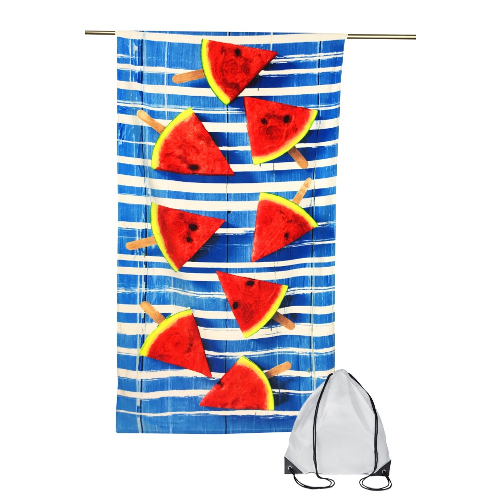 TOALLA DE PLAYA SANDÍA HELADO TAMAÑO GRANDE CM.80x160 con mochila de playa TOALLA DE PLAYA SANDÍA HELADO TAMAÑO GRANDE CM.80x160 con mochila de playa