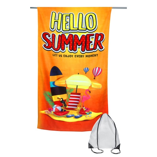 PHOTO TERRY TOWEL LARGE SIZE CM.80x160 HELLO SUMMER