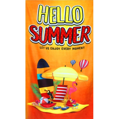 PHOTO TERRY TOWEL LARGE SIZE CM.80x160 HELLO SUMMER