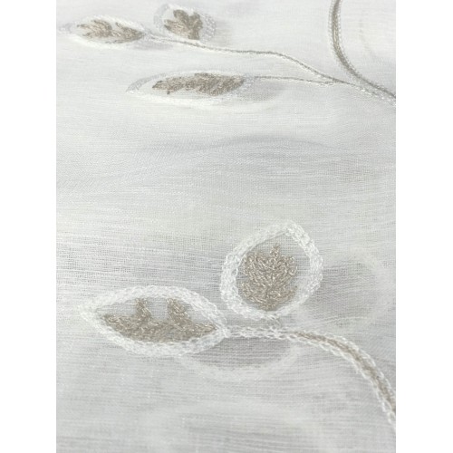 COPPIA TENDINA REGOLABILE VETRO LEAF RICAMATA BEIGE