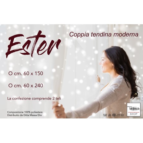 COPPIA TENDINA VETRO ESTER BEIGE larga Cm. 60