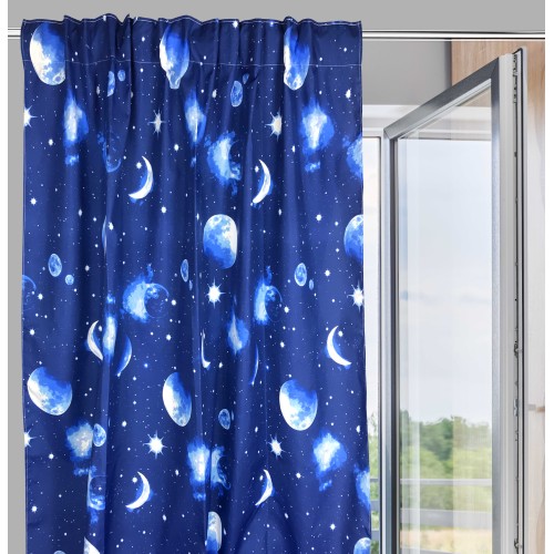 TENDA MOON LUNA LUNARE PIANETI BLU CM. 140X280 MADE IN ITALY