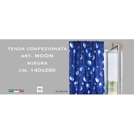 TENDA MOON LUNA LUNARE PIANETI BLU CM. 140X280 MADE IN ITALY