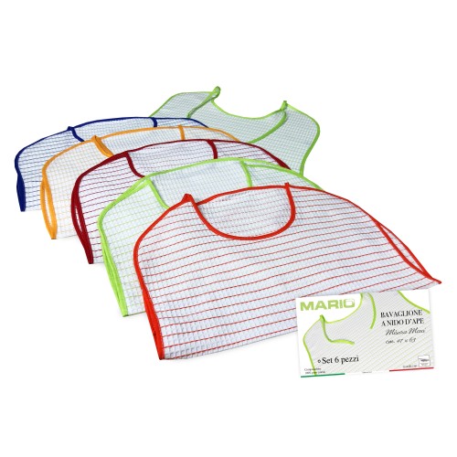 MARIO © ADULT BIB SET in NEST Bee gag with LACES pack. 6 PIECES