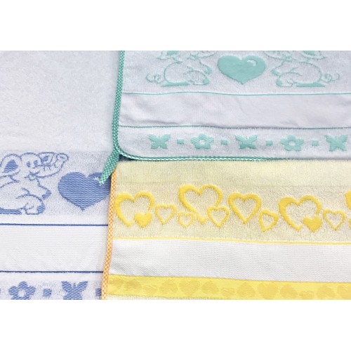 SET 3 TOWELS KINDERGARTEN CHILD POPPY © CM. 40x55 Pure Cotton MALE with AIDA Canvas to Embroider