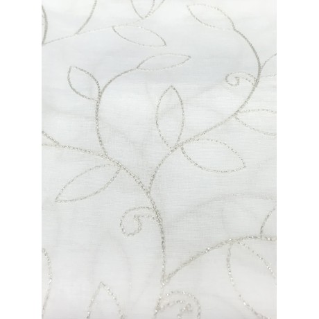 PAIRE DE RIDEAUX NOEMI MODERNE BRODERIE DE FEUILLES BLANC