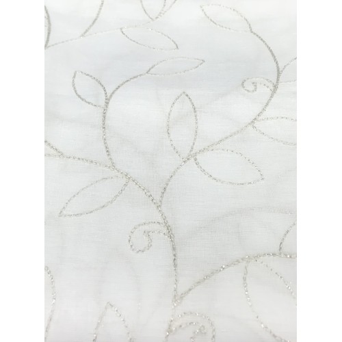 PAIRE DE RIDEAUX NOEMI MODERNE BRODERIE DE FEUILLES BLANC