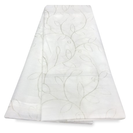 PAIRE DE RIDEAUX NOEMI MODERNE BRODERIE DE FEUILLES BLANC