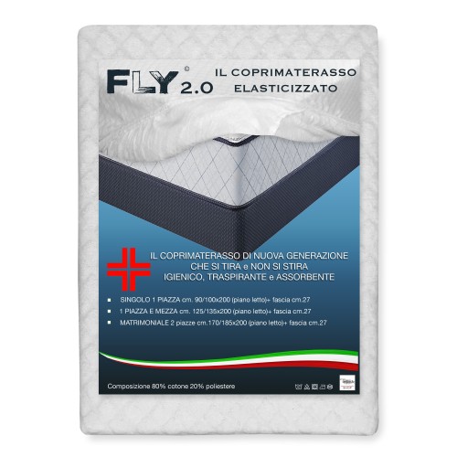 STRETCH-MATRATZENAUFLAGE FLY 2.0 JACQUARD-SCHWAMM mit Ecken