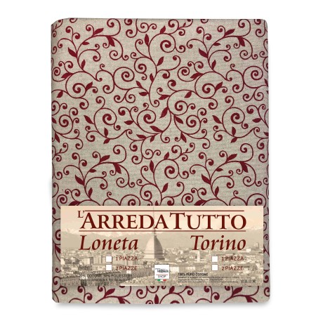 TELO ARREDO COPRITUTTO GRAN FOULARD COPRILETTO COPRIDIVANO TESSUTO DORY ARABESCO ROSSO