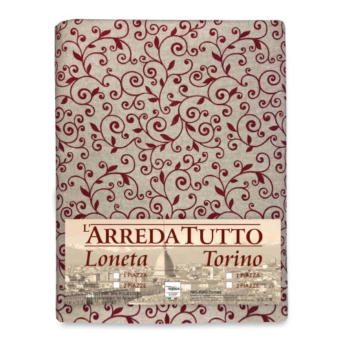 TELO ARREDO COPRITUTTO GRAN FOULARD COPRILETTO COPRIDIVANO TESSUTO DORY ARABESCO ROSSO