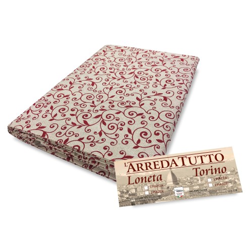 TELO ARREDO COPRITUTTO GRAN FOULARD COPRILETTO COPRIDIVANO TESSUTO DORY ARABESCO ROSSO