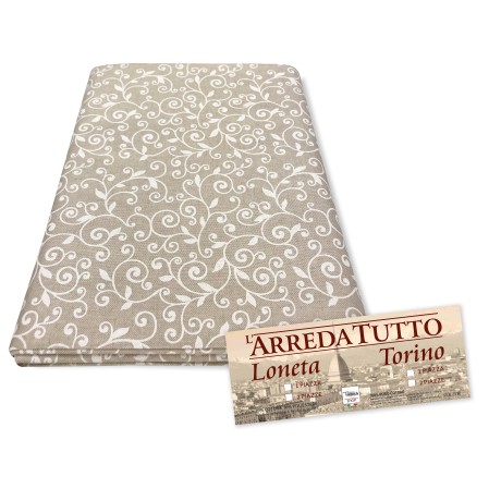 TELO ARREDO COPRITUTTO GRAN FOULARD COPRILETTO COPRIDIVANO TESSUTO DORY ARABESCO BIANCO