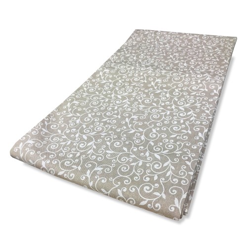 TELO ARREDO COPRITUTTO GRAN FOULARD COPRILETTO COPRIDIVANO TESSUTO DORY ARABESCO BIANCO