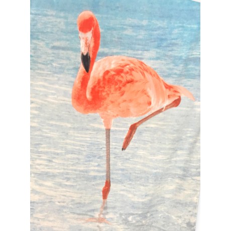 SERVIETTE DE PLAGE PHOTO ÉPONGE GRANDE TAILLE, LE CM.80x180 FLAMINGO À la MER