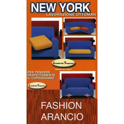 New York Orange Stretch Fashion Sofa Cover, Anti-scratch, for Sofas with Armrests, Universal Sofa Cover, Made in Italy
