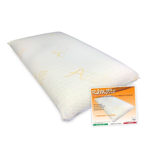 ALMOHADA DE RAMOTTO VISCOELÁSTICO © EN FIBRA DE COBRE, ANTIÁCAROS, HIPOALERGÉNICA, ANTIBACTERIANA