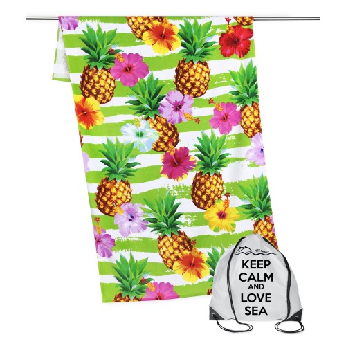 PHOTOGRAPHIC BEACH TOWEL IN SPONGE large size CM.80x160 PINEAPPLE