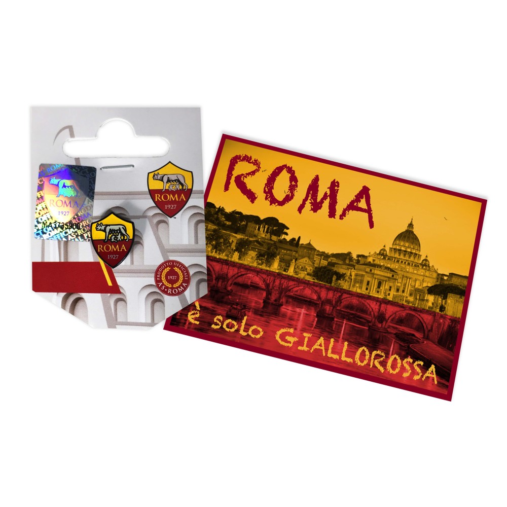 INSIGNE MÉTAL BROCHE de l'as ROMA et de la carte postale de ROME EST INSIGNE MÉTAL BROCHE de l'as ROMA et de la carte postale de ROME EST