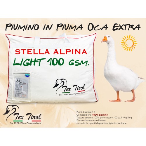 COUETTE TEX TIROL © STELLA ALPINA LUMIÈRE 100 % DUVET D'OIE, ÉTÉ POIDS DE LIT