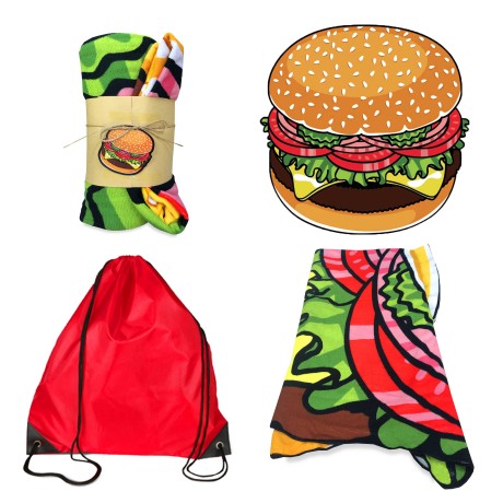 BEACH TOWEL SHAPED in the shape of a microsponge HAMBURGER LARGE size cm. 150X150