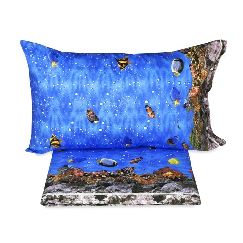 SATZ BETTLAKEN NATUR MEER KORALLENRIFF aus reiner Baumwolle