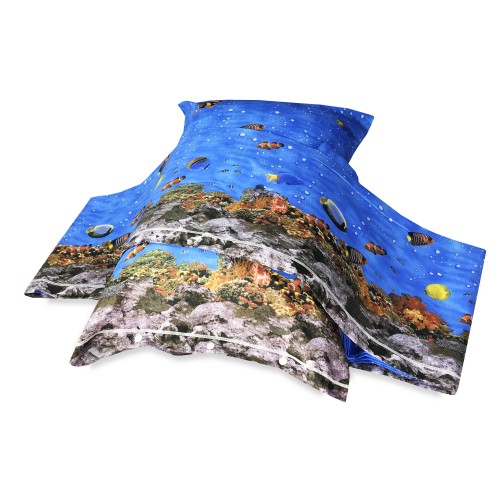 PLEIN DRAP de lit, DRAPS de la NATURE, la MER, les RÉCIFS coralliens, en pur coton