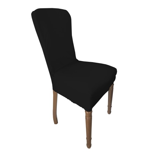 PAIR OF ROME STAIN-RESISTANT STRETCH CHAIR COVERS IN SOLID COLOR BLACK