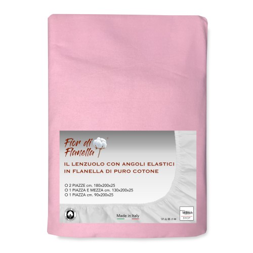 LENZUOLO Con Angoli IN FLANELLA ROSA Fior di Flanella © TUTTE LE MISURE