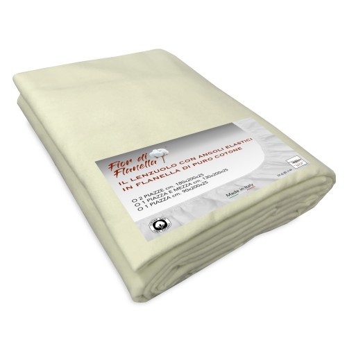 FITTED SHEET IN CREAM FLANNEL Fior di Flanel © ALL SIZES
