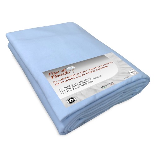FLANNEL FITTED SHEET LIGHT BLUE FLANNEL FLANNEL © FLOWER ALL SIZES