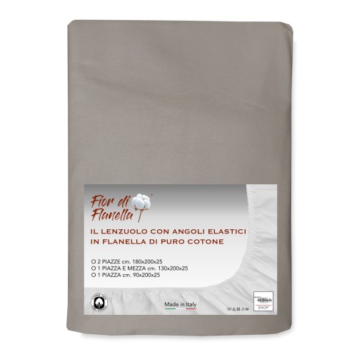 LENZUOLO Con Angoli IN FLANELLA TORTORA Fior di Flanella © TUTTE LE MISURE