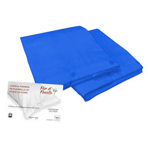 PAR DE FUNDA DE ALMOHADA DE FRANELA AZUL Fior di Flanella ©