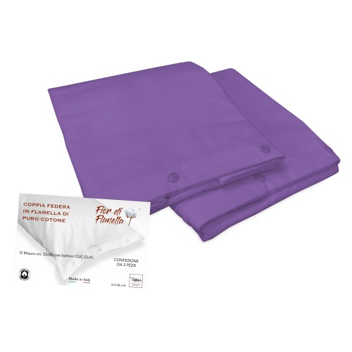 PAIR OF PILLOWCASES IN PURPLE LILAC FLANNEL Fior di Flanel ©