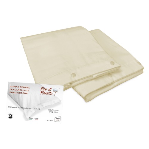 PAR DE FUNDA DE ALMOHADA DE FRANELA CREMA Fior di Flonella ©