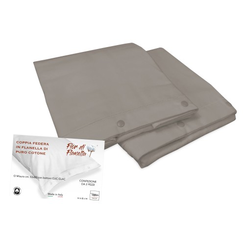 PAIR OF TAUPE FLANNEL PILLOWCASE Fior di Flanel ©