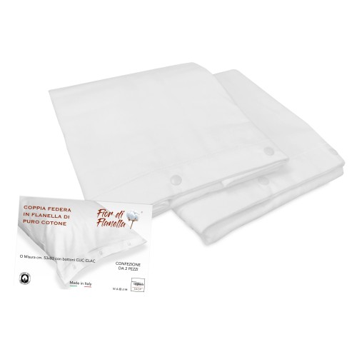 PAIR OF PILLOWCASES IN WHITE FLANNEL Fior di Flanel ©